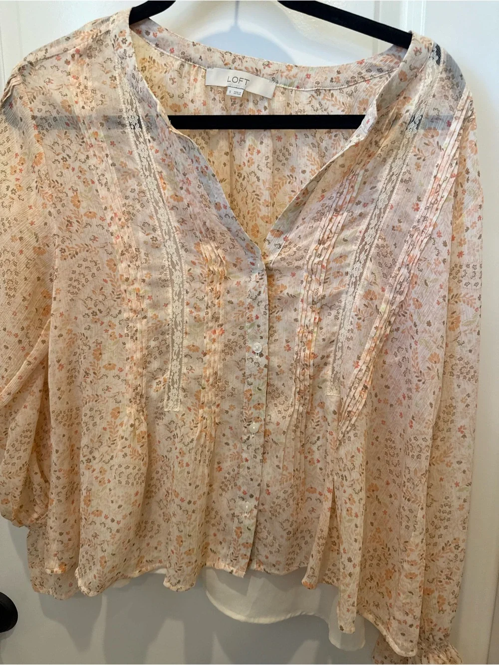 Loft Floral Peasant Blouse - Blush Pink